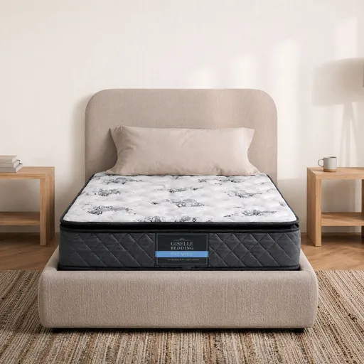 Giselle Bedding Single Mattress 24cm Pillow Top Bonnell Spring Egg Crate