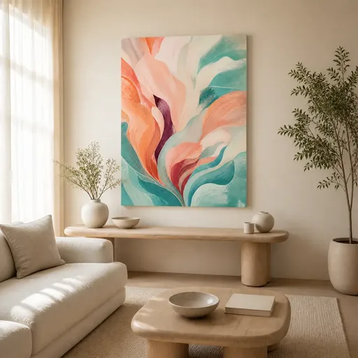 Tidal Bloom Stretched Canvas Wall Art - Portrait - 40W x 50H cm
