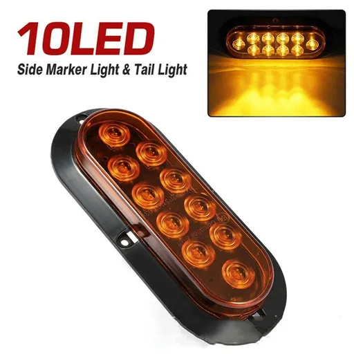 4pc 6 inch Amber Oval LED Trailer Tail Light Kit [Surface-Mount] [IP67 Waterproof] [Park & Turn Signal] Yellow Orange Marine Trailer Lights for Boat Trailer RV Trucks