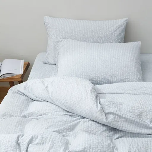 Cotton Seersucker 4 Piece Set Washed Striped 160x240cm sheets [single item]