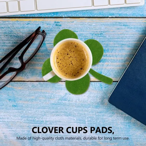 Clover Coasters Green Cloth for Home Table Decorations 12Pcs