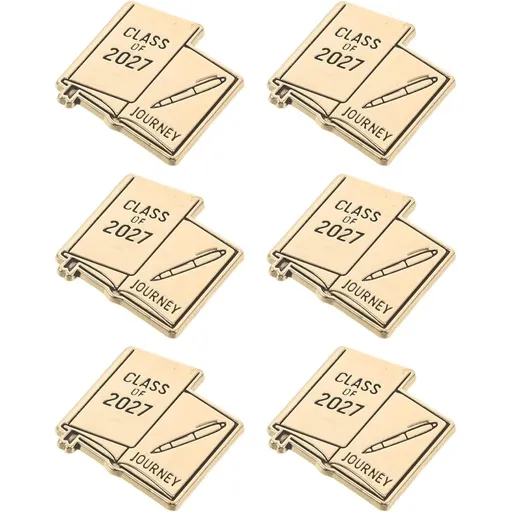 6pcs Graduation Pin Open Book Alloy Lapel Badge, Golden Finish for Senior Year Ceremony