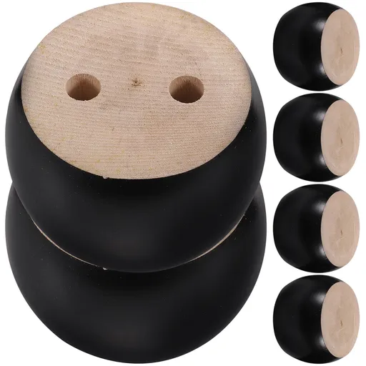 Furniture Feet Wood Round Bun Shape for Wooden Furniture Legs 6Pcs