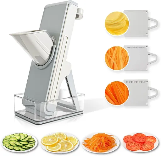 Safe Mandoline Slicer for Kitchen, 4-In-1 Chopper Vegetable Cutter, Mandolin Julienne Slicers for Fruits and Vegetables, Potato Cutter for Fries, Kitchen Gadgets and House Essentials