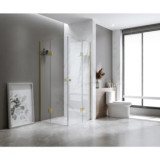 90x110cm Double Door Corner Shower with Nickel Channels and SS Hinges