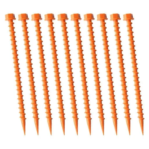10Pcs Plastic Tent Pegs, Plastic Tent Nails for Fixing Camping Tent - Orange