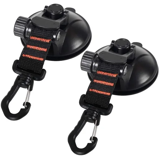 2PCS Heavy duty two-piece car camping essential upgrade with suction cup hook, bundled suction cup camping accessory with fixed hook