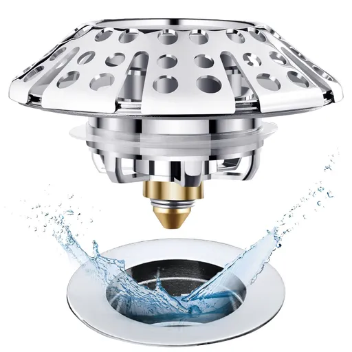 Universal Tub Stopper Bathtub Drain Plug, Pop Up Tub Drain Hair Catcher, Drain Cover with Strainer, Bath Drain Hole