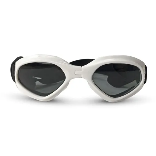 Foldable Pet Dog Goggles Sunglasses Adjustable UV Protection Windproof Snowproof Eye Wear for Car Rides Outdoor Travel Beach Walking Skiing (White)