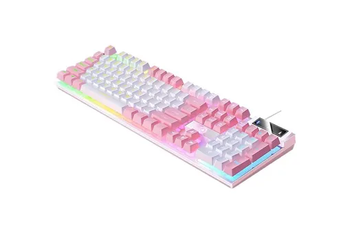 104 Keys Mechanical Gaming Keyboard Wired Backlit Keyboard Hot-Swap Mechanical Keyboard Wired Gaming Keyboard with Number Pad -Pink