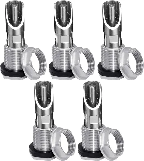 304 Stainless Steel Pig Nipple Waterer with 1/2 Female Bulkhead Fittings for Barrel Kit Feeder Automatic Water Drinker Durable Antirust (Set of 5)