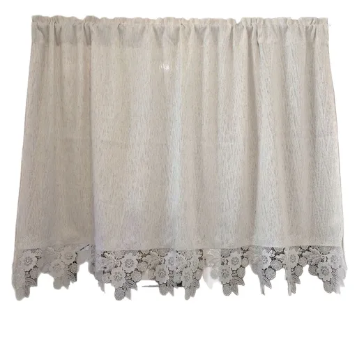 Boho Kitchen Valances for Windows, Beige Linen Valance Curtains for Living Room/Bedroom, Country Fabric Topper Window Curtain with Tassel,73*100cm hemp color