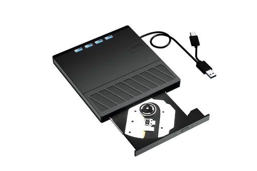 USB 3.0 & Type-C External DVD Drive with 7-in-1 Function - CD/DVD Burner & Card Reader for Laptop