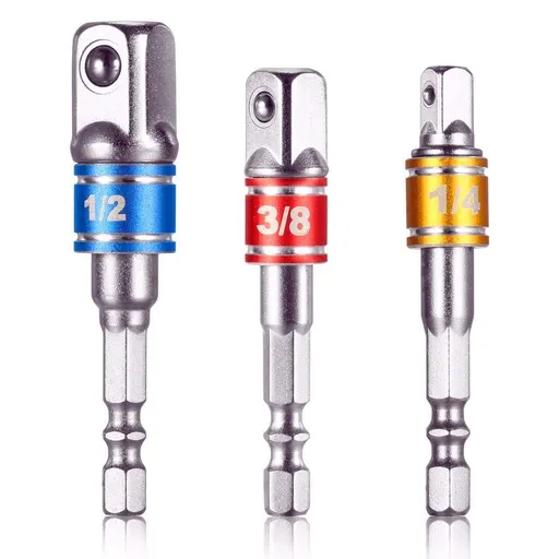 Impact Grade Socket Adapter/Extension Set Turns Power Drill Into High Speed Nut Driver,1/4-Inch Hex Shank to Drive