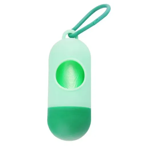 Portable Dog Waste Bag Dispenser with Refill Rolls for Pet Walking Cleanup - Light Green + Dark Green