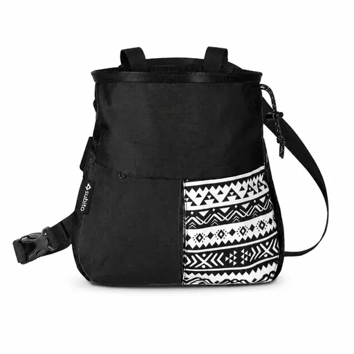 Black Large Rock Climbing Chalk Bag with Wide Opening, Quick Access Magnesium Powder Pouch for Bouldering, Climbing and Outdoor Training