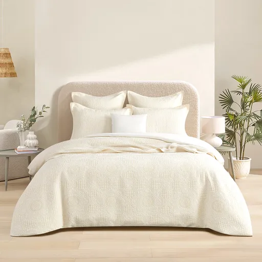 Dakota Beige Jacquard King Quilt Cover Set by Renee Taylor