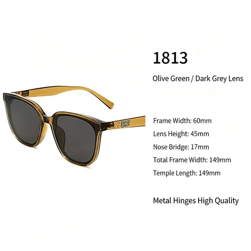 Cat Eye Sunglasses UV400 Protection Classic Style Olive Green Frame Dark Grey Lens