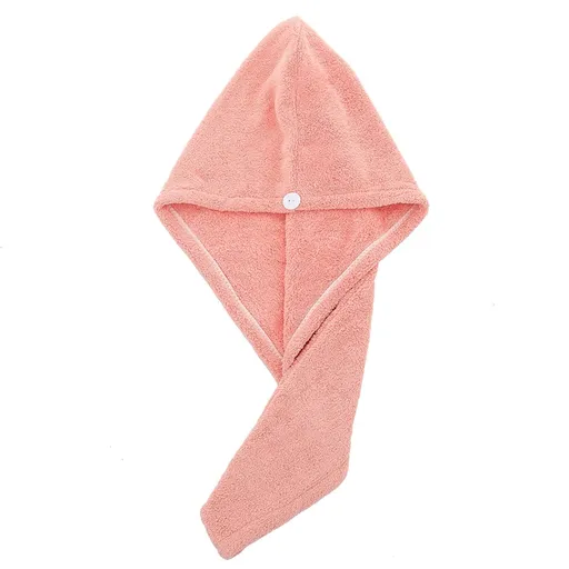 Soft Microfiber Shower Cap Towel Quick Drying Hair Dryer Towel with Buttons Bath Hats Lady Turban Head(Color : White and pink)