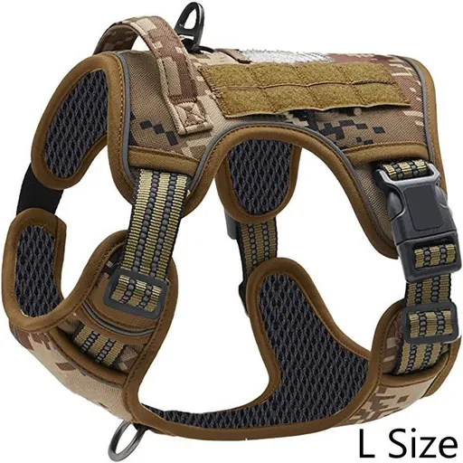 Safe Breathable Camo Pet Harness Reflective Vest With Handle Versatile Dog Walking Accessory for Christmas Gifting Camo Size L