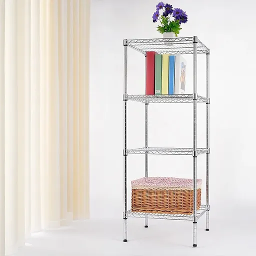 Wire Storage Rack – 60x60cm Chrome Shelving with Fixed Legs