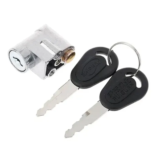 Battery Lock Cover with 2 Keys E-bike Power Switch, Rubber + Metal material, automotive replacement use, Black/Silver Color Options
