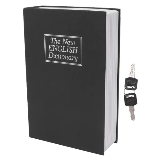 Book Safe Simulation Book Safe Box Portable Money Storing Box with Lock Key for Birthday Gift Black
