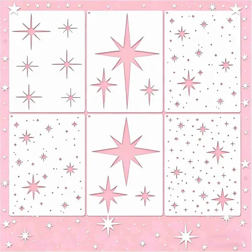 6Pcs Star Stencil for Painting, Reusable Paint Stencils for Walls Twinkle Star Wall Drawing Stencils for Painting on Wood Craft Canvas Fabric Home Decoration