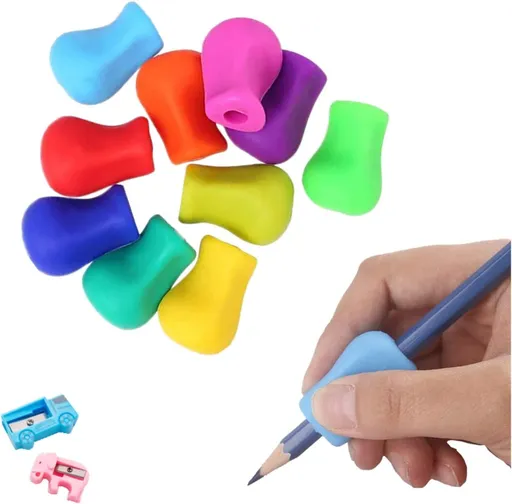 Pencil Grips Universal Ergonomic Handwriting Trainers Training Pencil Holder for Kids Handwriting Posture Correction Training Tools Writing Aid Training Grip Silicone Finger Grip for Righties and Lefties, Kids and Adults, 10 Counts