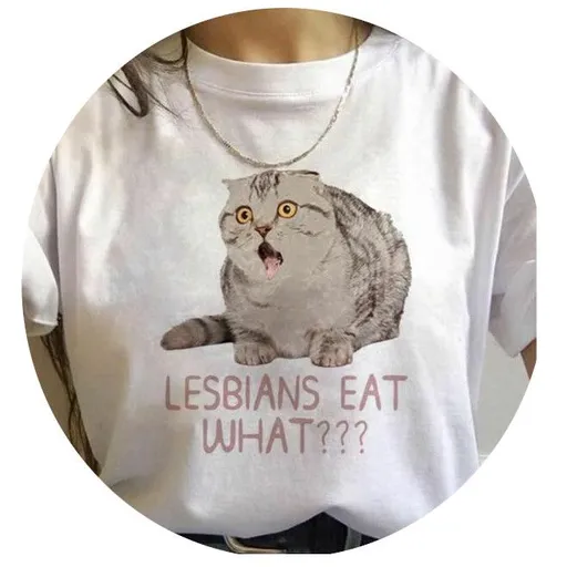 House Of Dasein 17 Designs Gay Pride Rainbow Harajuku Shirts For Women - Rainbow - S - Lesbians Eat What