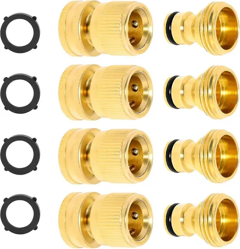 Solid Brass Garden Hose Quick Connect Fittings - Leak-Free Hose Connector Set