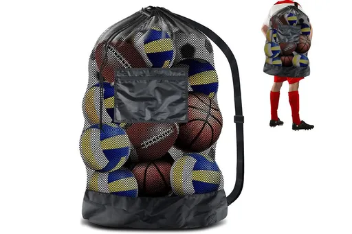Extra Large Sport Ball Bag Heavy Duty Breathable Mesh Storage Bag With Adjustable Shoulder Strap - Style 2