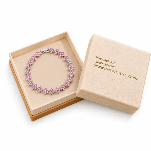 Silver and Pink Four-Leaf Clover Zircon Bracelet - Gold-Tone Alloy Lucky Charm Wristband with Full Crystal Pave, 22cm Elegant Fashion Jewellery for Women