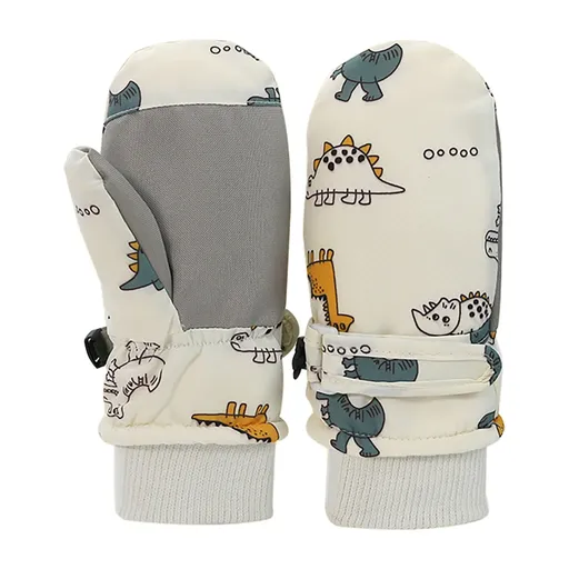 Kids Waterproof Winter Snow Gloves, Thick Stretchy Warm Gloves for Boys and Girls for Outdoor Play in Cold Weather, White, 6-24 Months