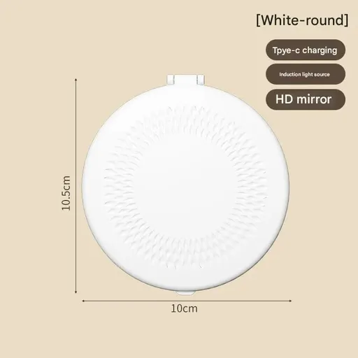 LED Lighted Travel Makeup Mirror - Double-Sided 1X/5X Magnification, USB-C Rechargeable, Induction Light(white)