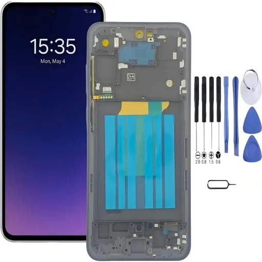 Samsung Galaxy A55 5G Screen Replacement with Frame, 6.6" 120Hz Super AMOLED Flat Touch Digitizer, Full Repair Tool Kit & Tempered Glass Protector for SM-A556U SM-A556U1 SM-A556W SM-A556B SM-A556E SM-A5560