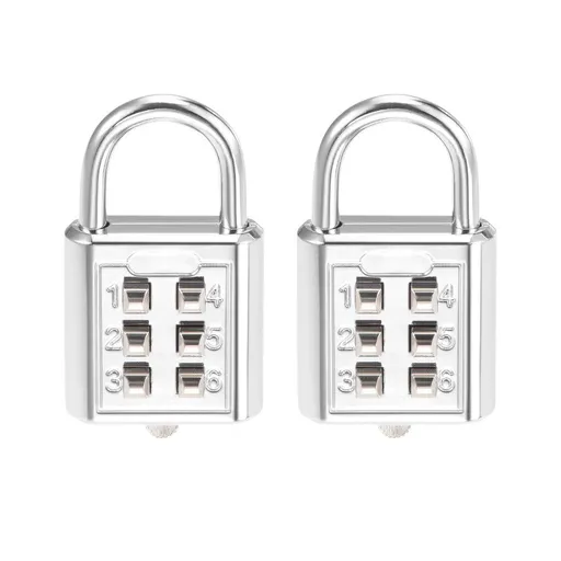 6-Digit Combination Padlock Push Button Lock Combo Lock for Locker Cabinet Toolbox Silver Tone 2Pcs Button Lock for Locker Cabinet