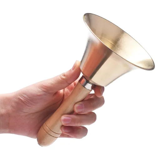 Hand Bell Extra Loud Solid Brass Call Bell Handbells with Wooden Handle Multi-Purpose for School,Christmas and Wedding Service