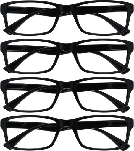 Black Reading Glasses 4-pack Value Designer Style Men Women(+3.50)
