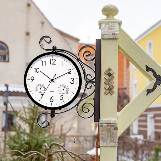 Retro Wall Clock Outdoor Retro Wall Clock with Temperature and Hygrometer Large Face for Garden Patio Porch Decor Weather Resistant 12 Inch Retro Clocks for Walls
