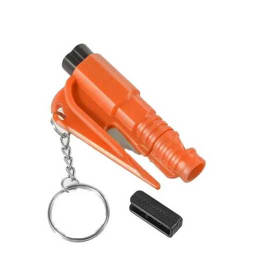 3 In 1 Car Window Glass Breaker Emergency Escape Tool with Cutter - Orange