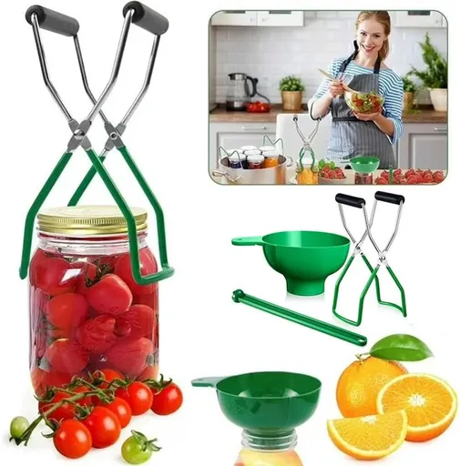 3PCS Canning Essentials Kit - Magnetic Lid Lifter, Canning Supplies Canning Kit, Wide Mouth Canning Funnel Anti-Scald Clip Kitchen Tools for Canning Jars