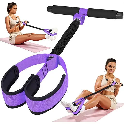 55lb Pedal Resistance Band with Handle for Core & Leg Workout & Home Training - Purple