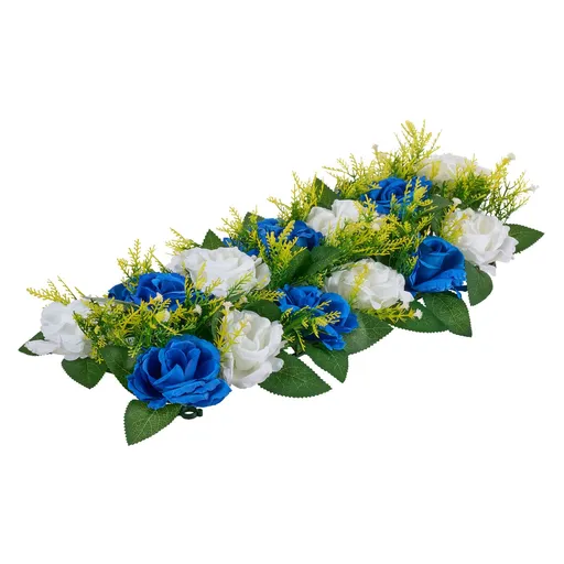 Flower Ball Arrangement Bouquet 10 PCS, 500 x 220 mm Artificial Flower Balls Wedding Table Centerpieces, Faux Rose Arrangements for Wedding Centerpiece Home Decoration, Blue and White Roses