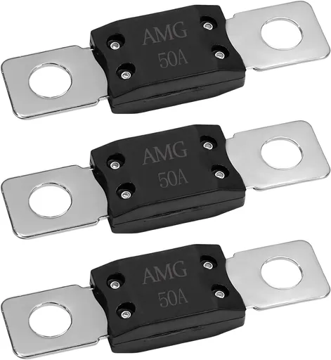 3 PCS 50A MEGA Fuse, Copper Alloy High Current Bolt-on Automotive Fuses, Stud Mount AMG Fuse for Cars Trucks Caravans Boats Construction Vehicles, Car Accessories