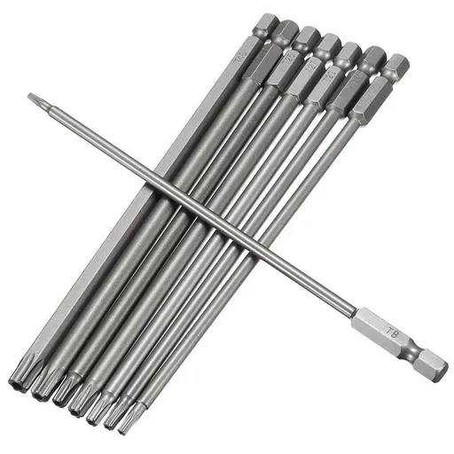 8 pcs T8-T40 Magnetic Torx Head Screw Driver Bit Set Security Tamper Proof Star 6 Point Screwdriver Kit Tools | 150mm Length