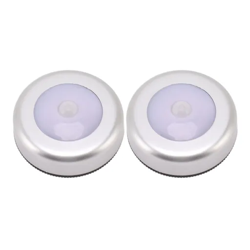 Motion Sensor Night Light Eye Protection Round Small LED Induction Lamp for Closet Drawer Bed Bottom 2pcs White Light