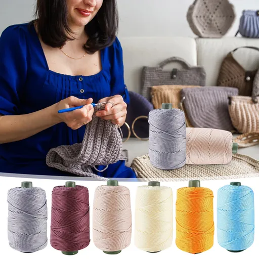 32 Colors Macrame Cotton Cord 200g/7.05oz,100% Natural Handmade 4 Strands Twisted Cotton Rope Polyester Thread Spools for Wall Hanging Plants Hangers Gift Wrapping Tapestry DIY Crafts #E - White