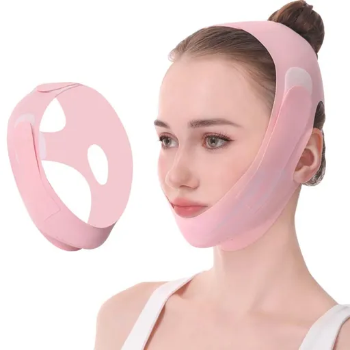 Reusable V-Band Face Mask, Chin V-Line Mask, V-Line Mask for Women, Comfortable and Breathable Adjustable V-Line Mask（Pink）