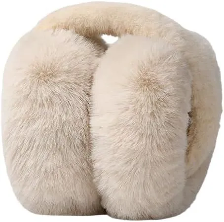 Foldable Warm Ear Muffs for Women - Plush Winter Ear Warmers with Headband - Soft and Warm Earmuffs - Suitable for Outdoor Activities in Cold Weather
